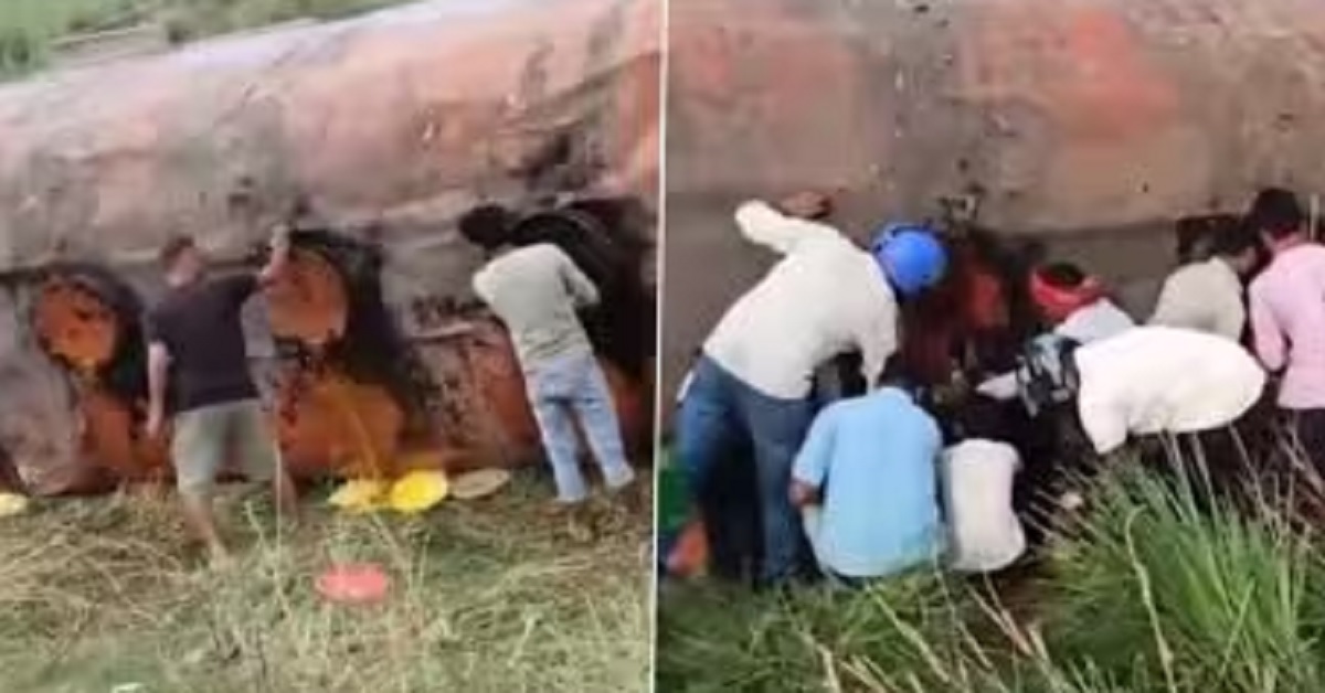 ব্যর্থ বিহার পুলিশ, ট্যাঙ্কার উল্টে যেতেই তেল লুট