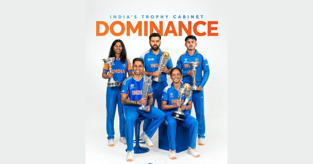 সাদা বলের ক্রিকেটে ভারতের দাপট! ২০২৪-এর পর একের পর এক বিশ্ব ট্রফি, আইসিসি পোস্টারে ‘গোল্ডেন এরা’