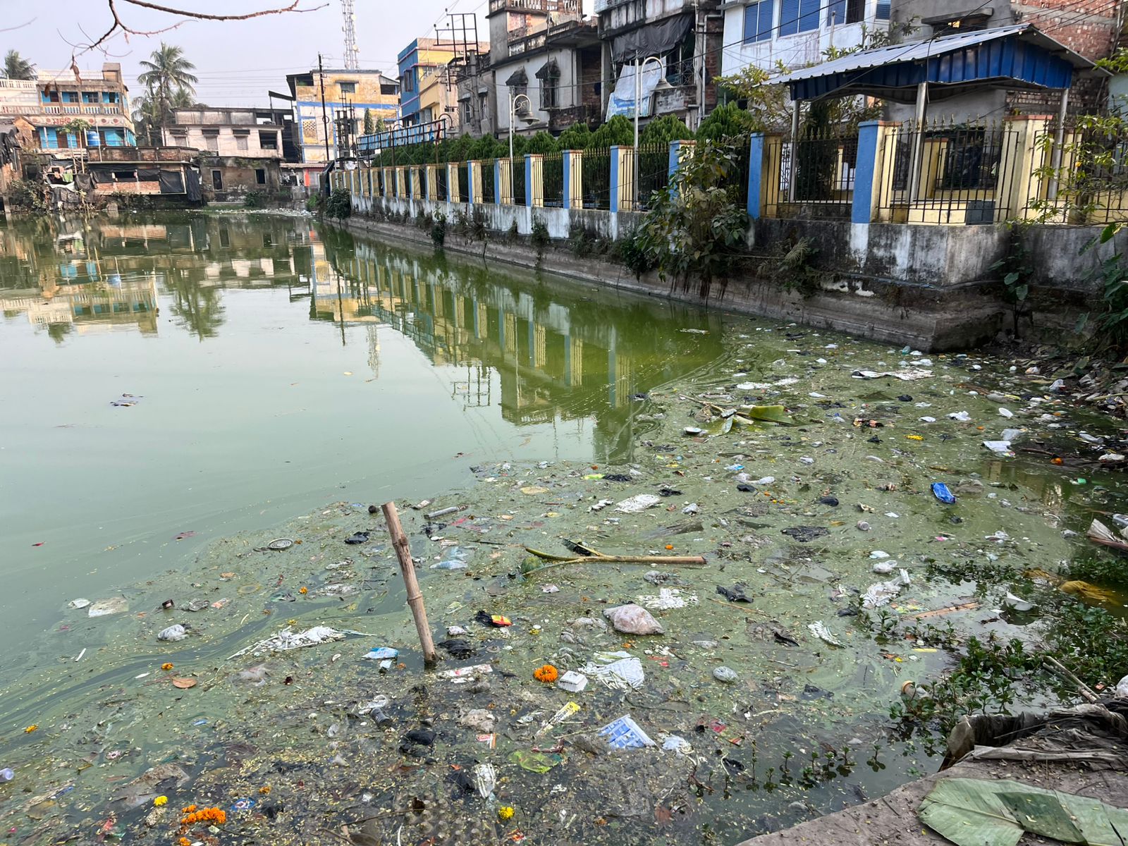 প্লাসটিক ও আবর্জনায় দূষণ ছড়াচ্ছে জয়নগর মজিলপুরের মতিলাল গঙ্গায়